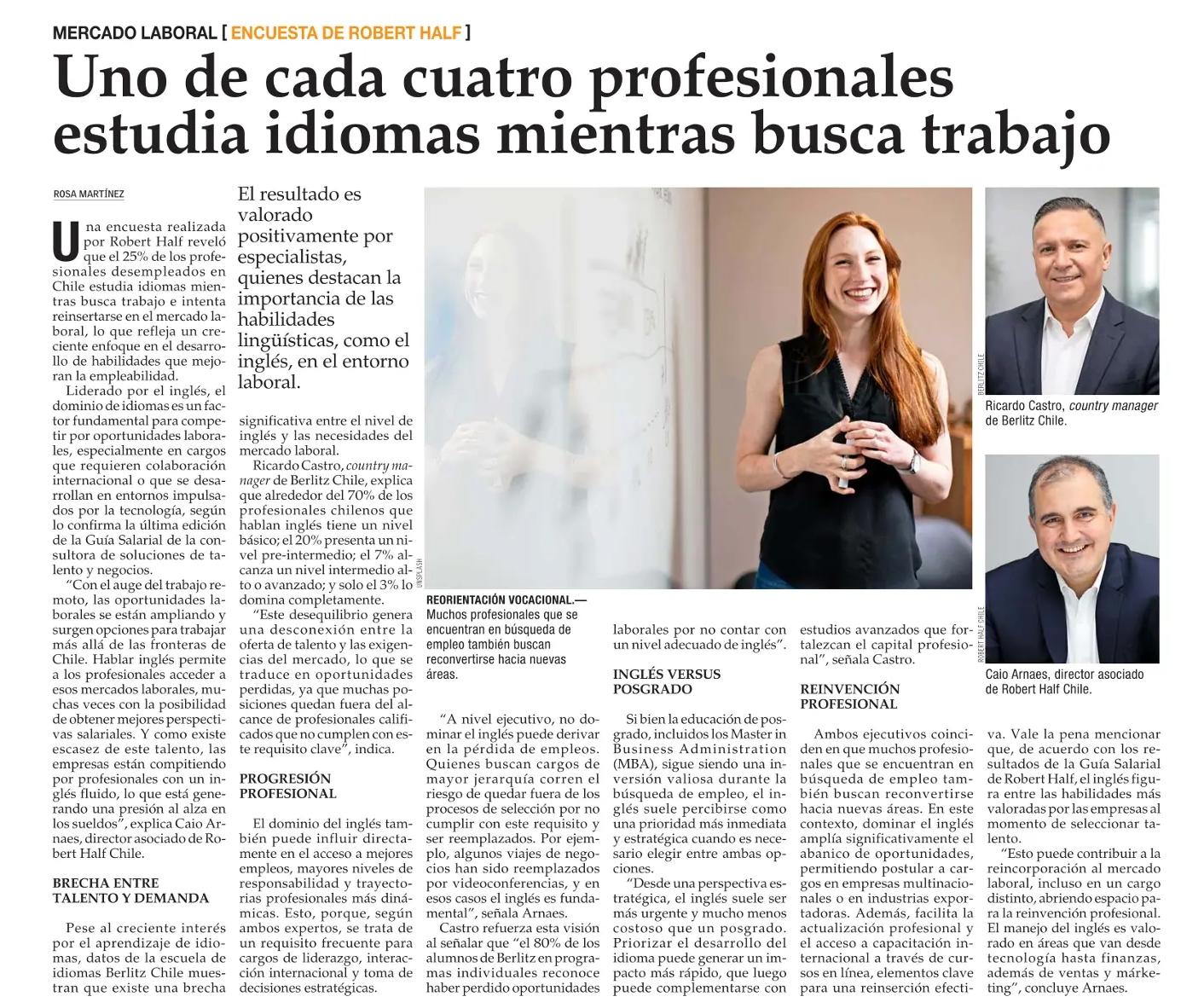 Cobertura de Berlitz en El Mercurio