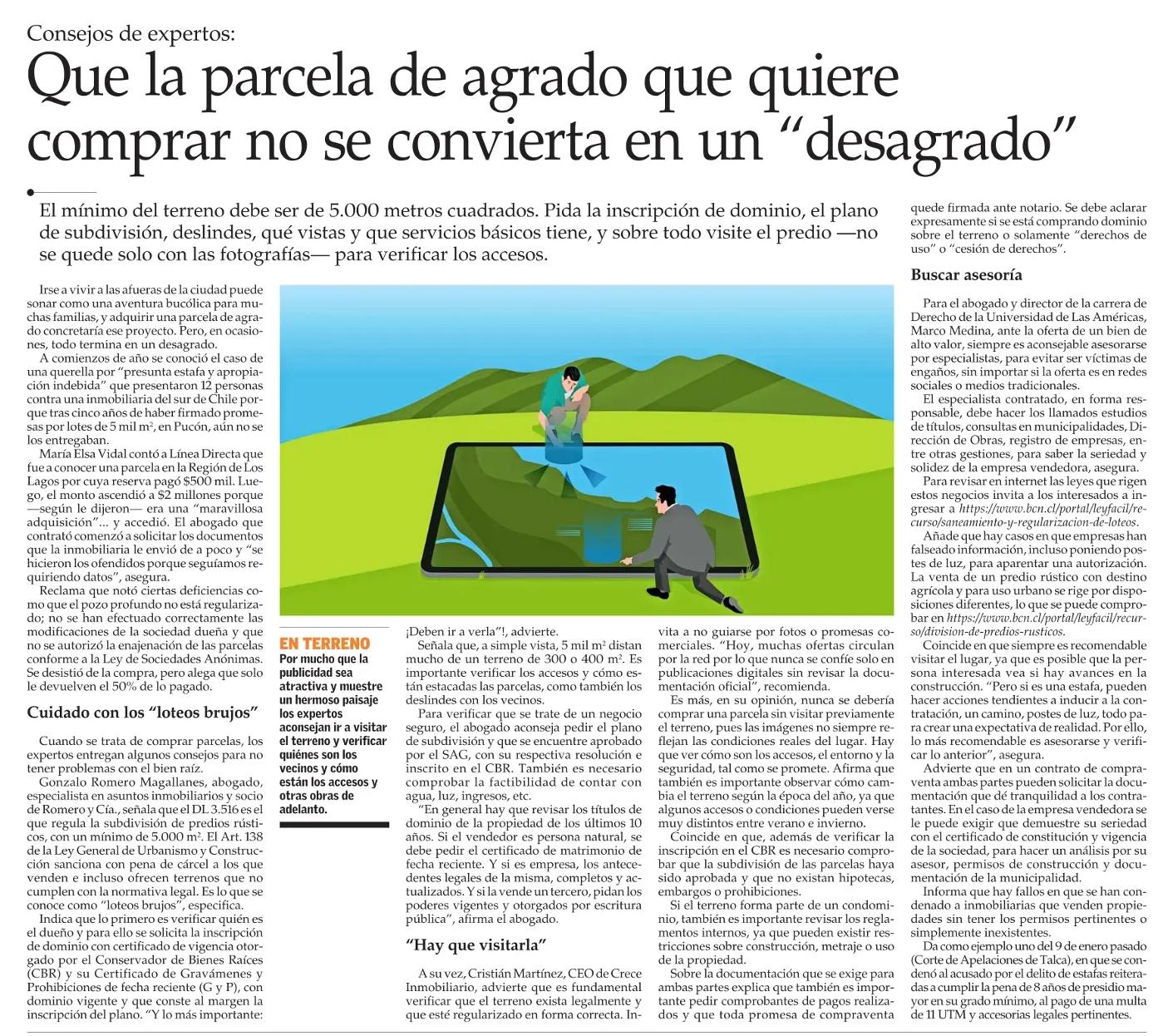 Segunda cobertura de Crece Inmobiliario en El Mercurio