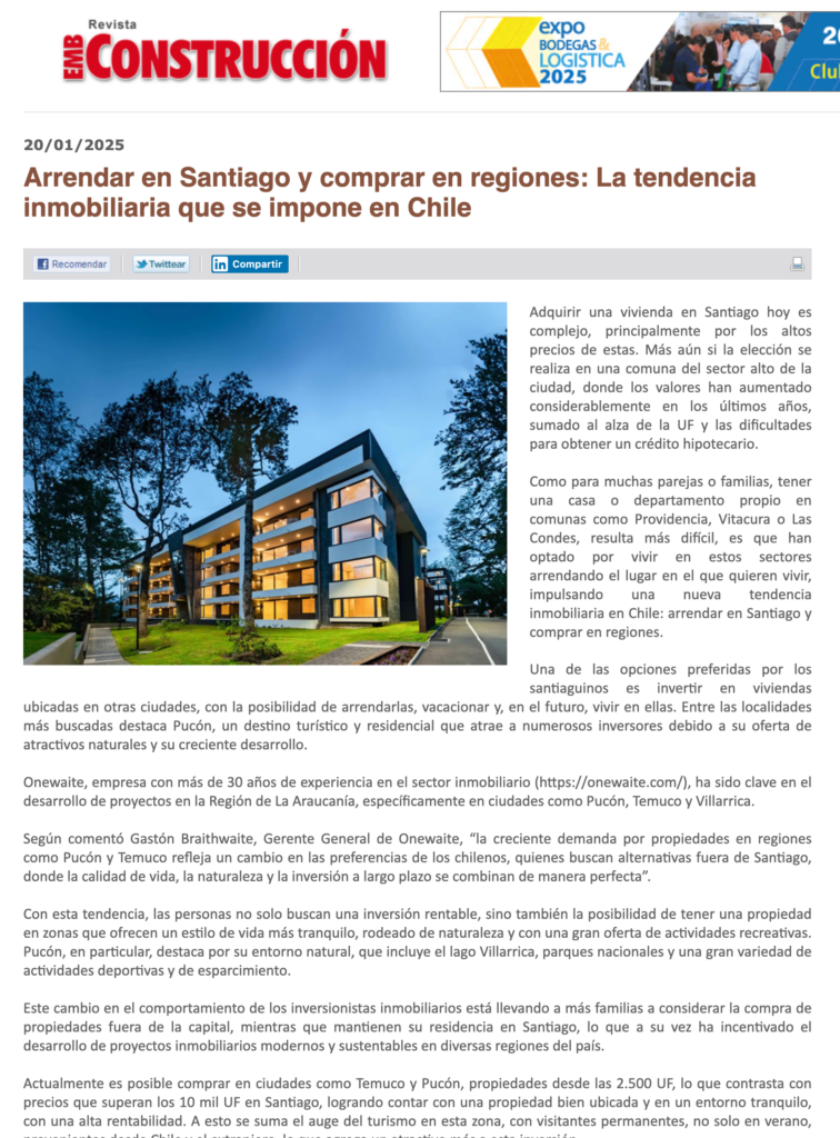 Arrendar en Santiago y comprar en regiones: La tendencia inmobiliaria que se impone en Chile