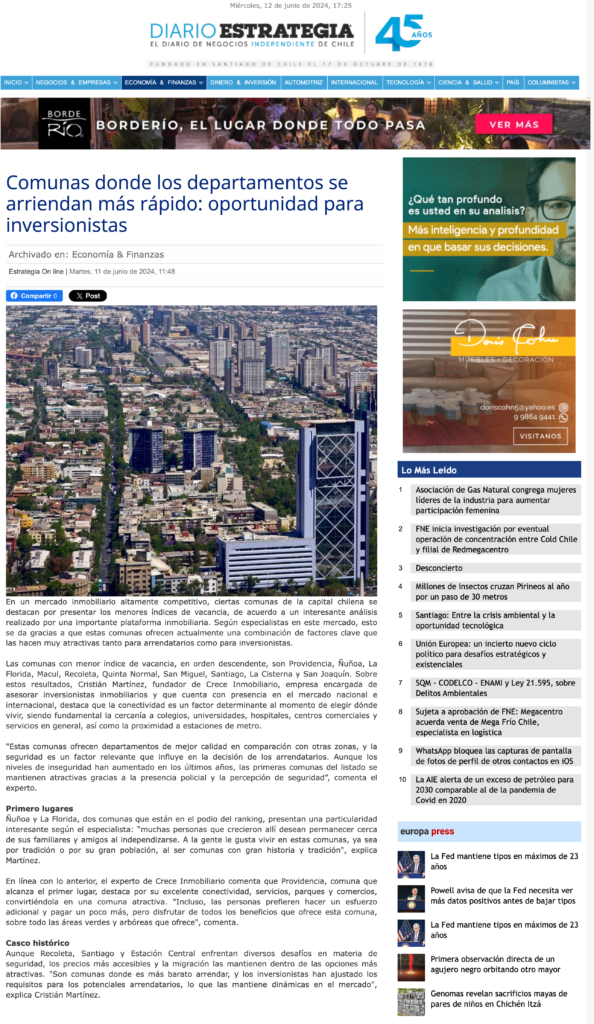 Comunas donde los departamentos se arriendan más rápido: oportunidad para inversionistas