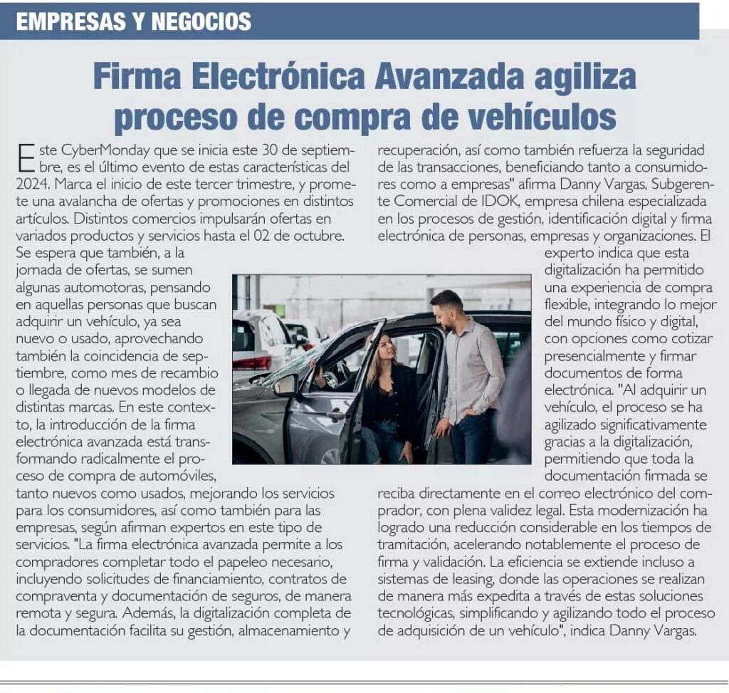 Cyber Monday: Firma Electrónica Avanzada agiliza proceso de compra de vehículos