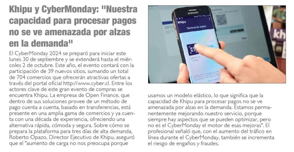 Khipu y CyberMonday: “Nuestra capacidad para procesar pagos no se ve amenazada por alzas en la demanda”