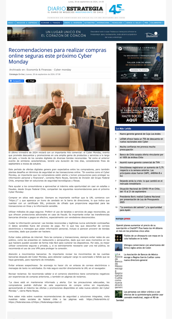 Recomendaciones para realizar compras online seguras este próximo Cyber Monday