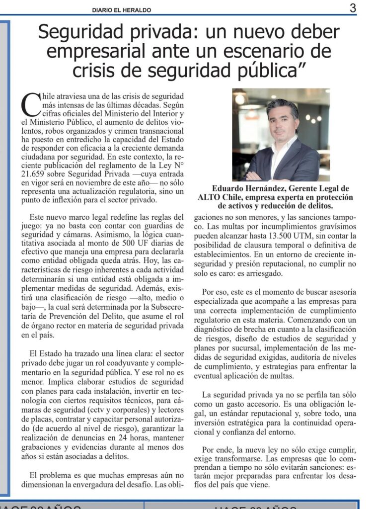 Seguridad privada: un nuevo deber empresarial ante un escenario de crisis de seguridad pública