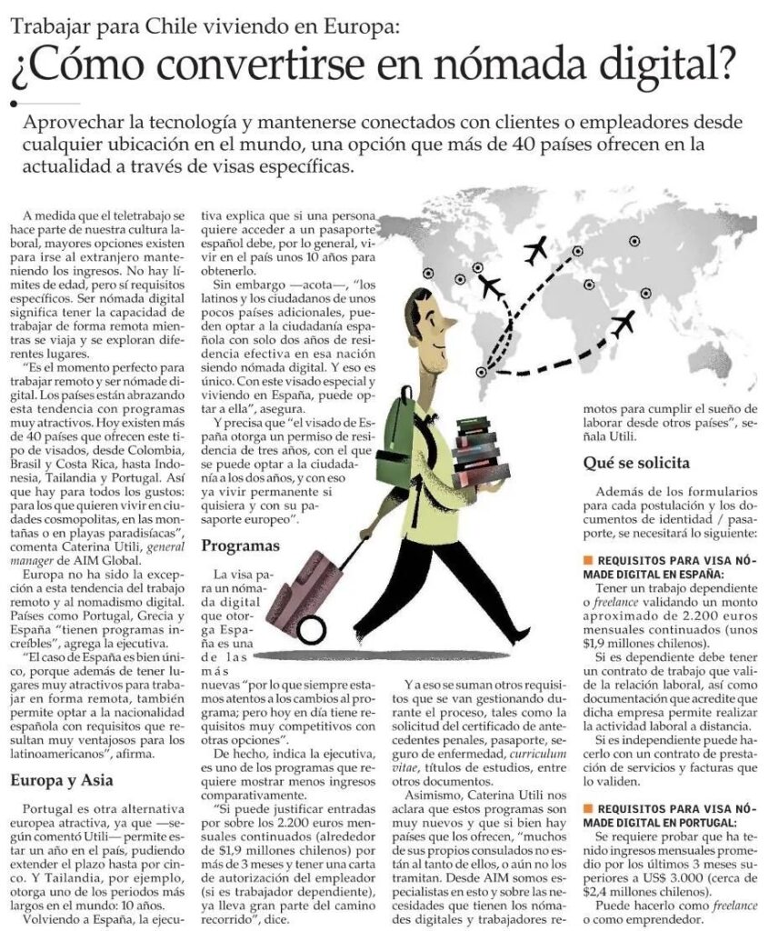 Visas para nómades digitales: Las mejores opciones para trabajar para Chile viviendo en Europa